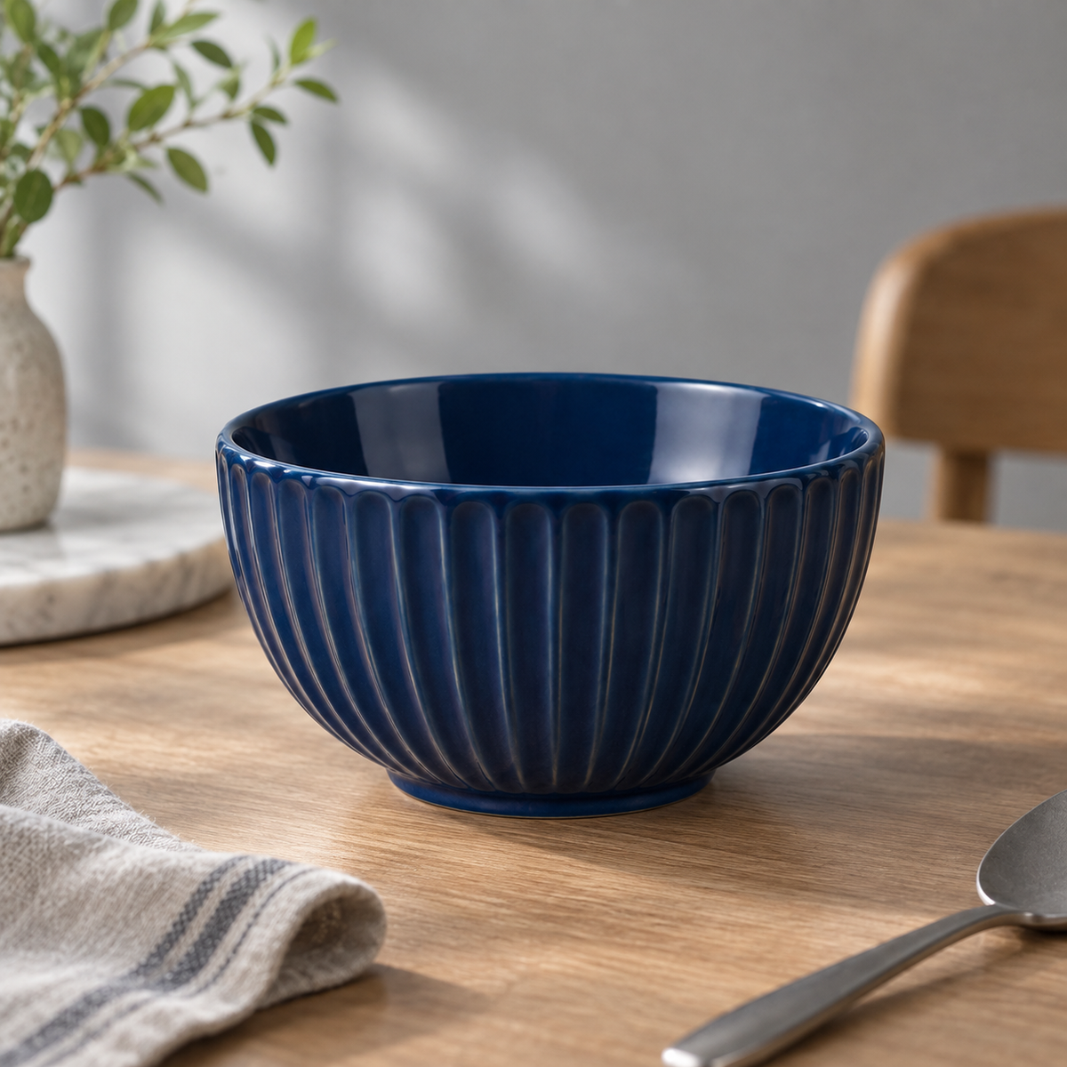 Ciotola in ceramica blu profondo Rassivo 15 cm porzione individuale