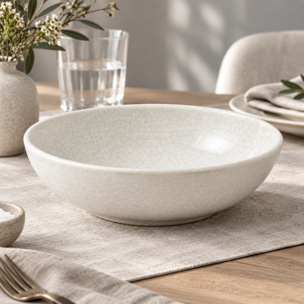 Ciotola per pasta in ceramica bianca 25 cm larga e bassa