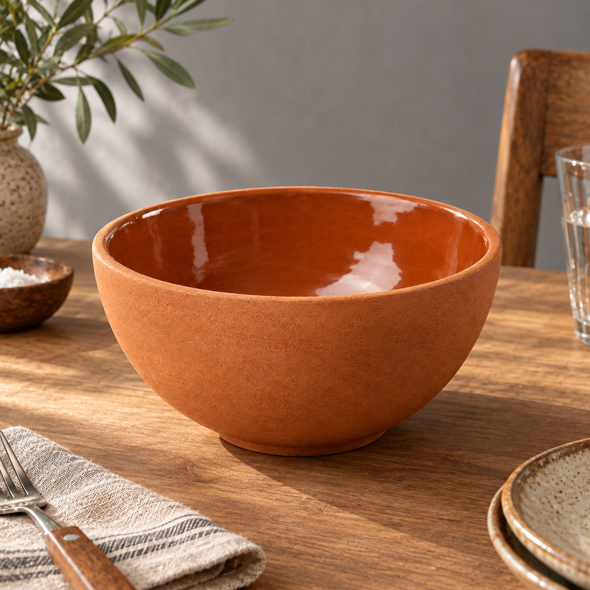 Ciotola rustica in terracotta 25 cm fatta a mano profonda