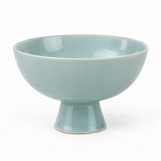Ciotola su piedistallo azzurro cielo Rassivo 20 cm in ceramica rialzata decorativa