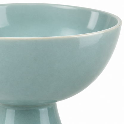 Ciotola su piedistallo azzurro cielo Rassivo 20 cm in ceramica rialzata decorativa
