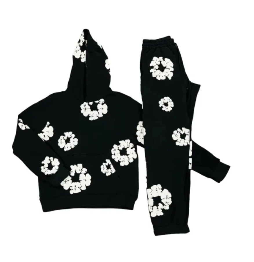 Completo Athleisure con Felpa e Jogger a Stampa Floreale