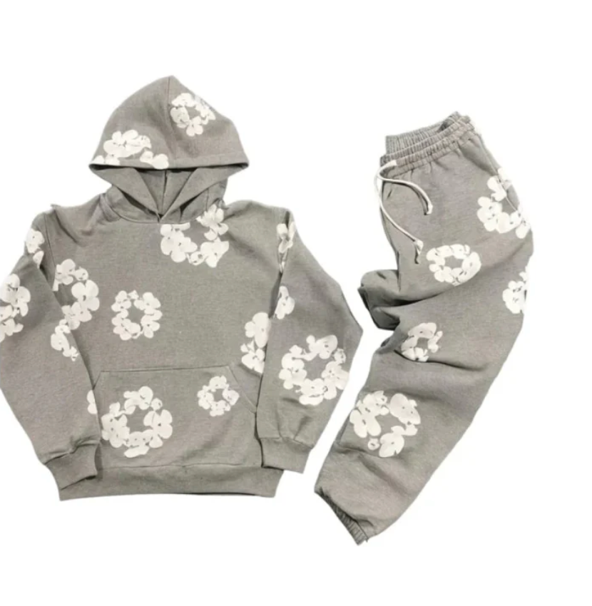 Completo Athleisure con Felpa e Jogger a Stampa Floreale
