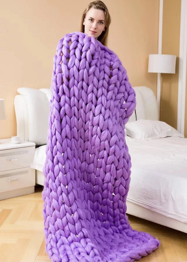 Coperta a Maglia Grossa – Coperta in Lana Morbida e Calda per Divano e Letto