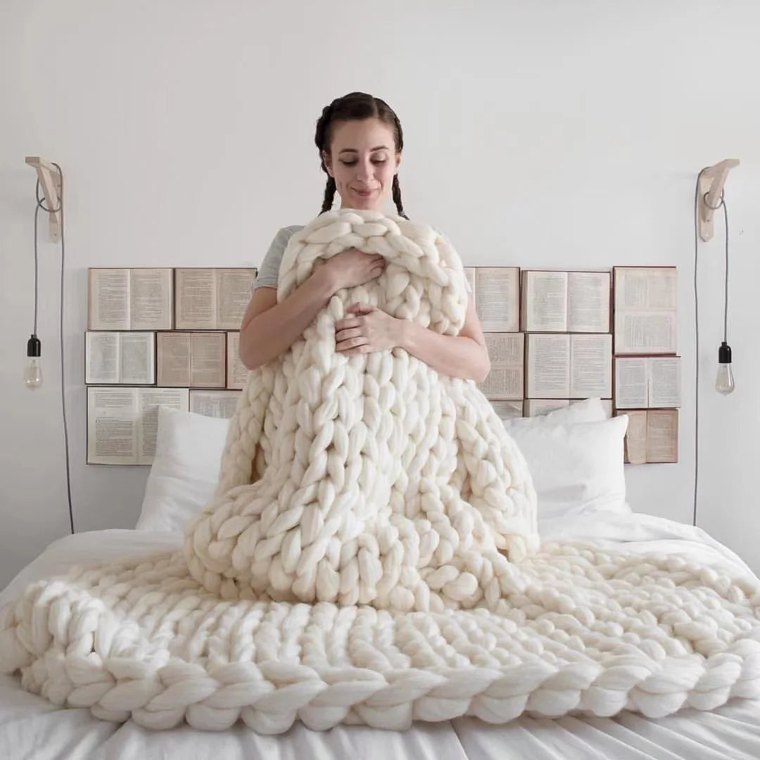 Coperta a Maglia Grossa – Coperta in Lana Morbida e Calda per Divano e Letto