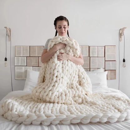 Coperta a Maglia Grossa – Coperta in Lana Morbida e Calda per Divano e Letto