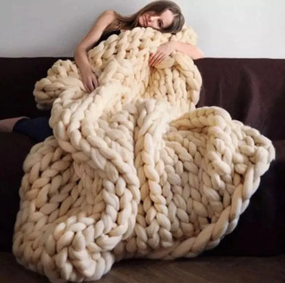Coperta a Maglia Grossa – Coperta in Lana Morbida e Calda per Divano e Letto