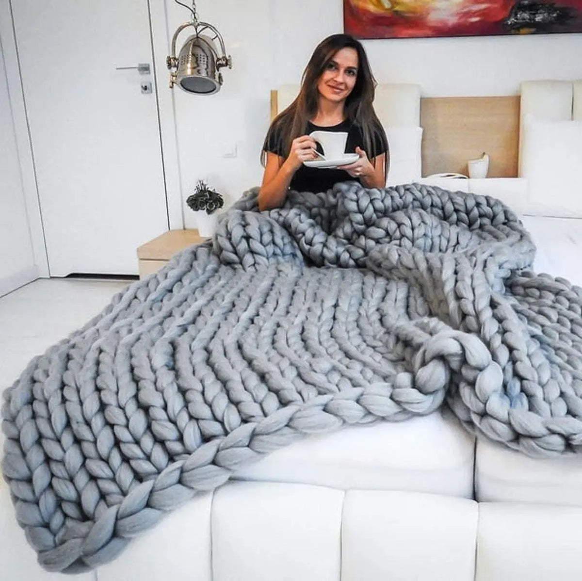 Coperta a Maglia Grossa – Coperta in Lana Morbida e Calda per Divano e Letto