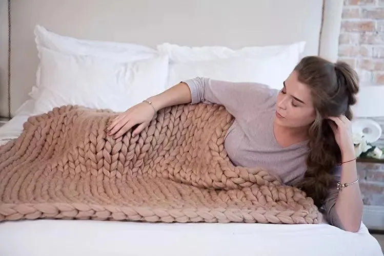 Coperta a Maglia Grossa – Coperta in Lana Morbida e Calda per Divano e Letto