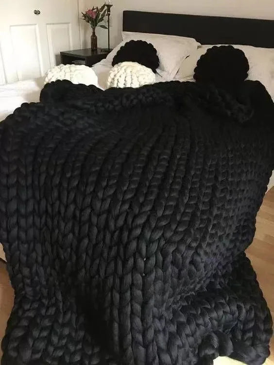 Coperta a Maglia Grossa – Coperta in Lana Morbida e Calda per Divano e Letto