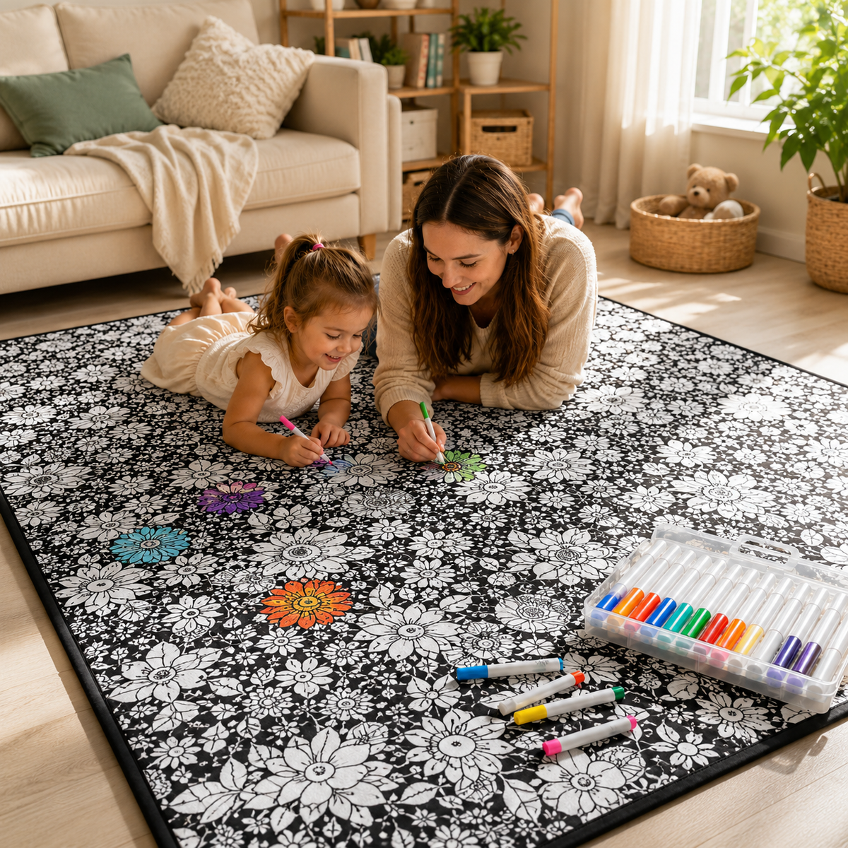 Coperta da colorare per bambini, tessuto morbido in peluche, lavabile e riutilizzabile