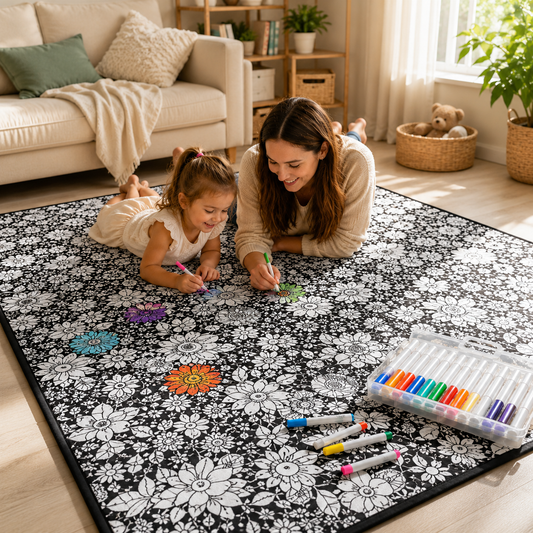 Coperta da colorare per bambini, tessuto morbido in peluche, lavabile e riutilizzabile