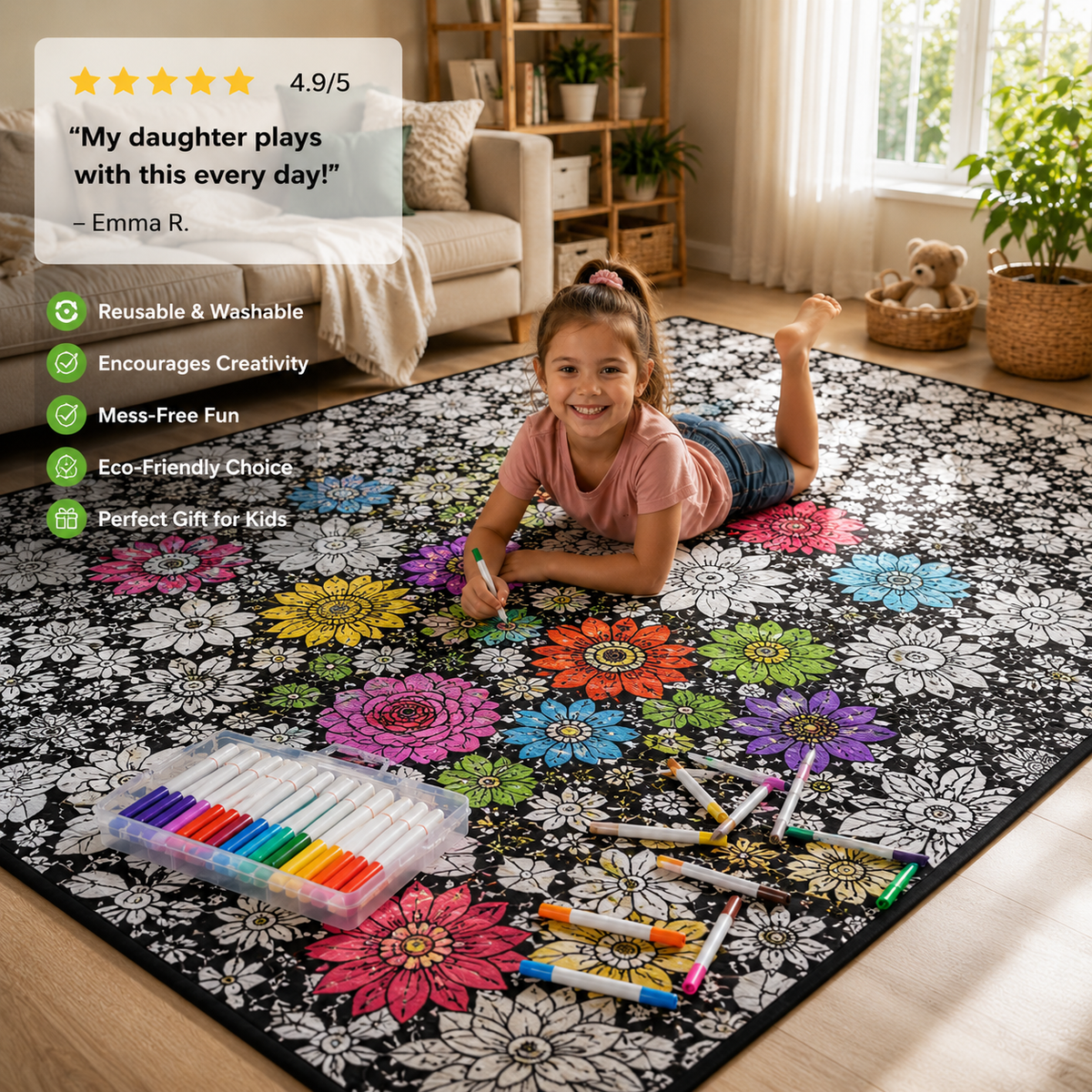Coperta da colorare per bambini, tessuto morbido in peluche, lavabile e riutilizzabile