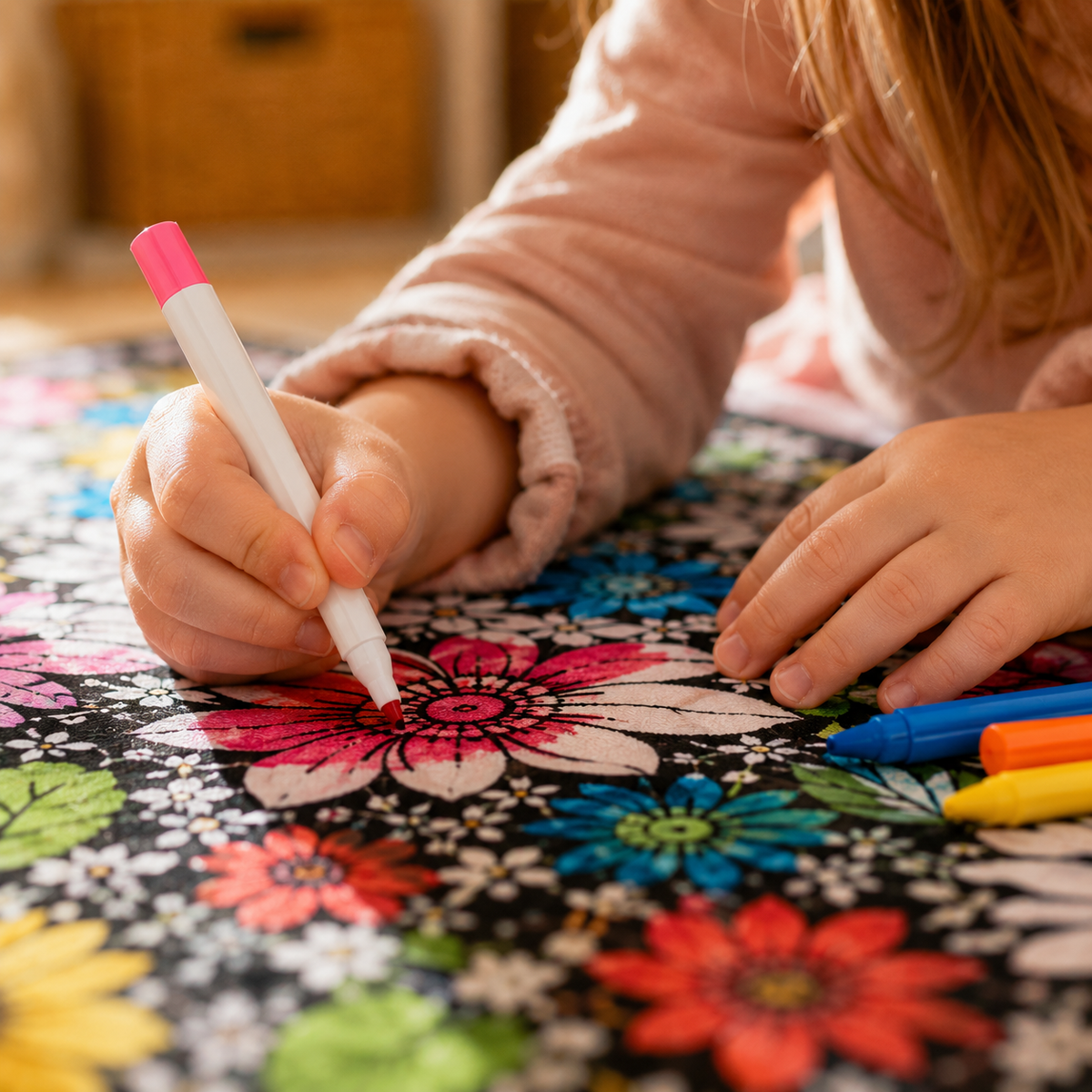 Coperta da colorare per bambini, tessuto morbido in peluche, lavabile e riutilizzabile