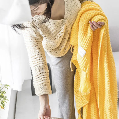 Coperta in Lana Lavorata a Maglia Stile Scandinavo Aurora