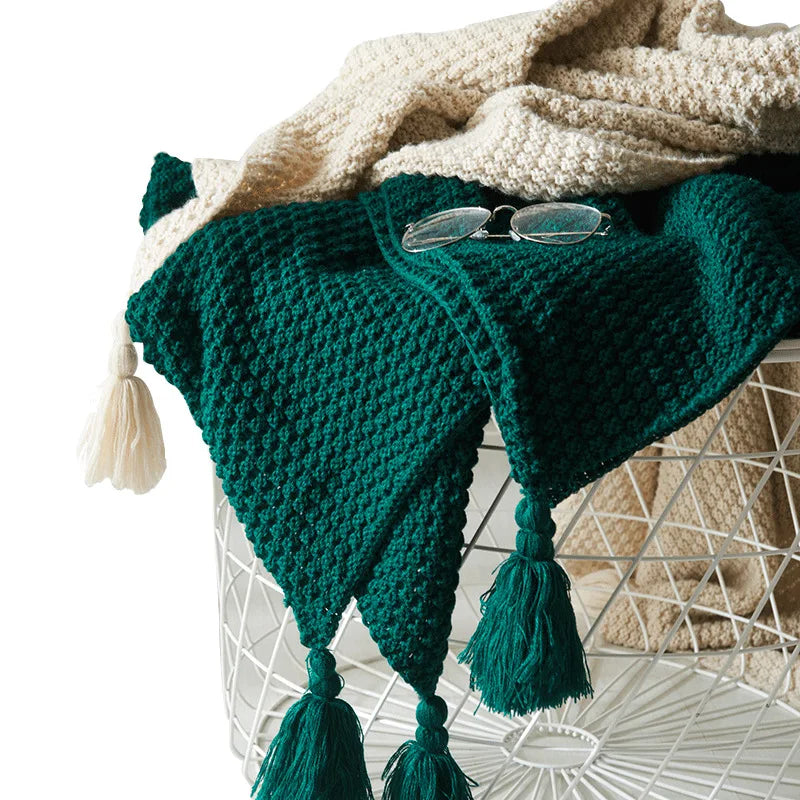 Coperta in Lana Lavorata a Maglia Stile Scandinavo Aurora