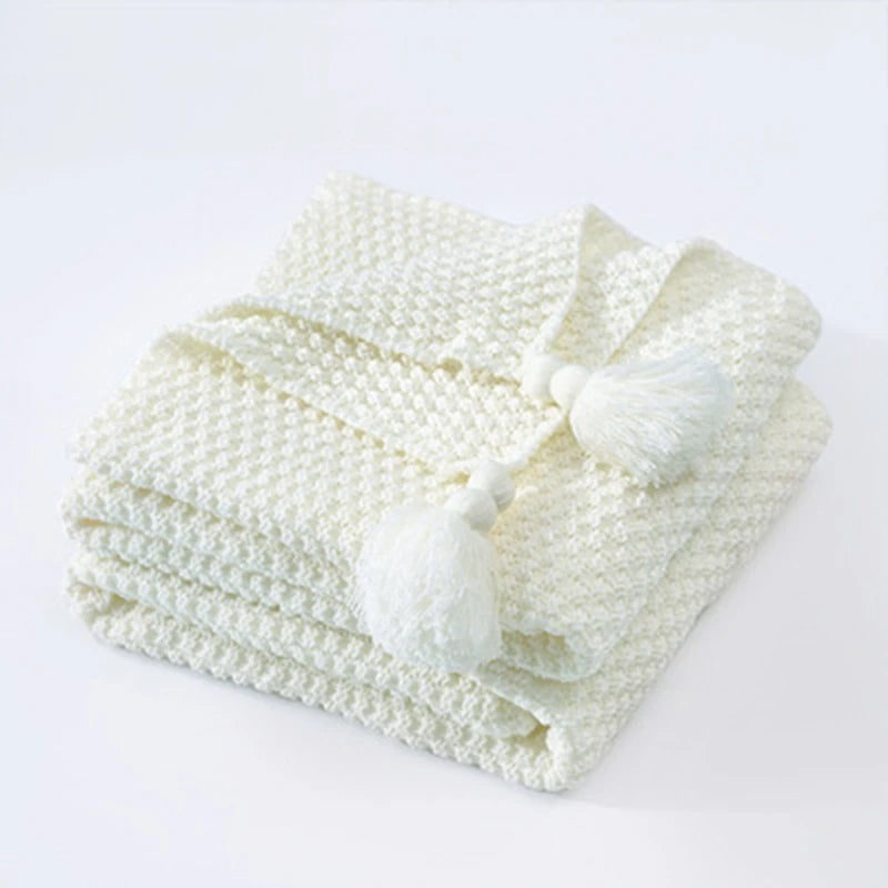 Coperta in Lana Lavorata a Maglia Stile Scandinavo Aurora