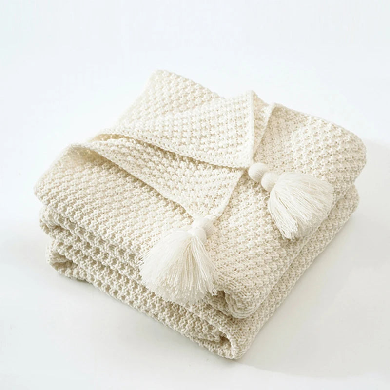 Coperta in Lana Lavorata a Maglia Stile Scandinavo Aurora