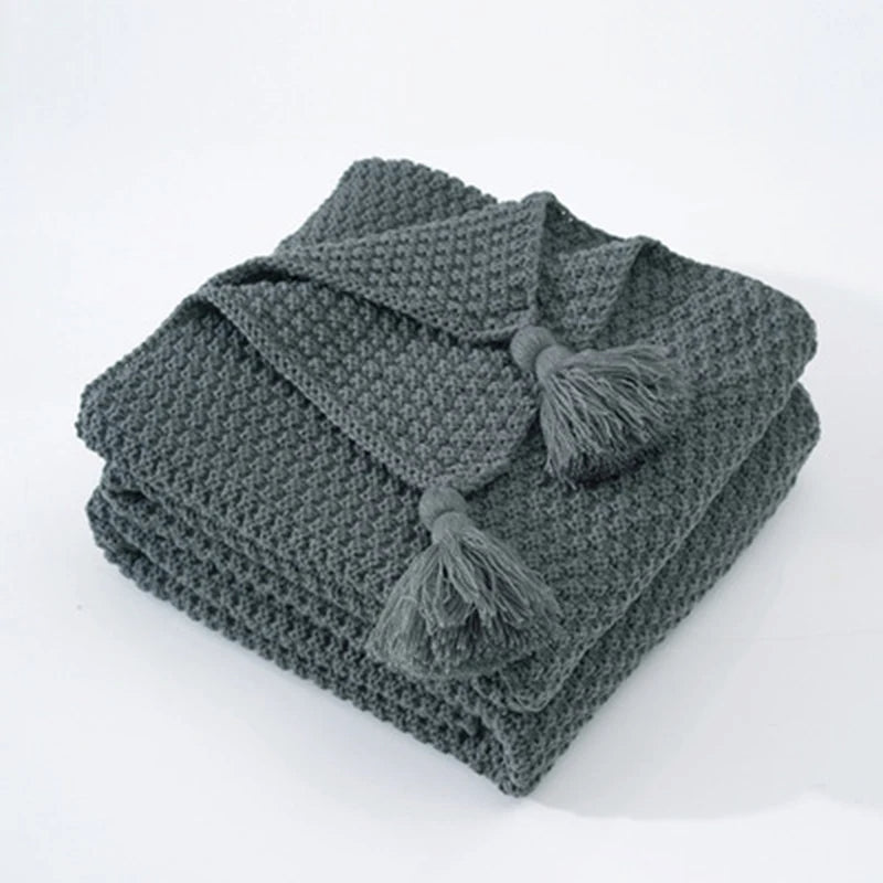 Coperta in Lana Lavorata a Maglia Stile Scandinavo Aurora