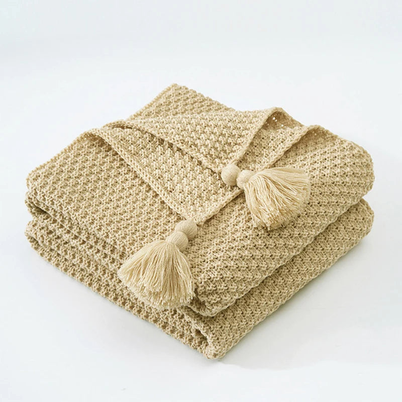 Coperta in Lana Lavorata a Maglia Stile Scandinavo Aurora