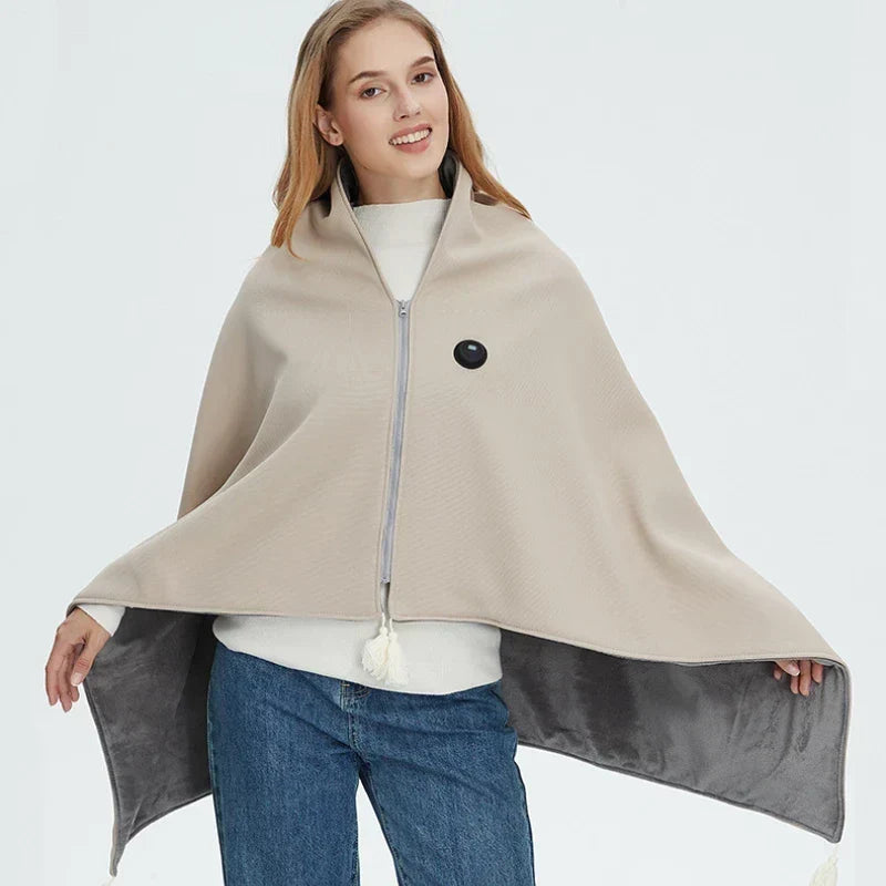 Coperta riscaldata elettrica con 3 livelli di calore, 8 zone riscaldanti, alimentazione USB, lavabile e powerbank inclus