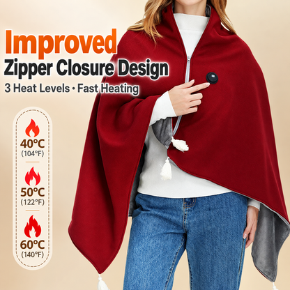 Coperta riscaldata elettrica con 3 livelli di calore, 8 zone riscaldanti, alimentazione USB, lavabile e powerbank inclus