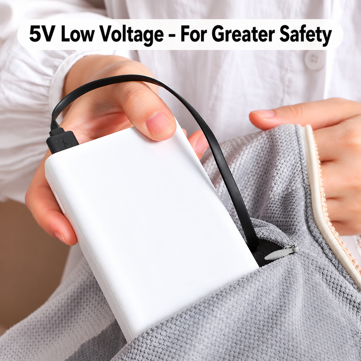 Coperta riscaldata elettrica con 3 livelli di calore, 8 zone riscaldanti, alimentazione USB, lavabile e powerbank inclus