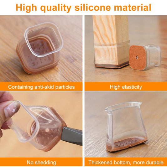 Copripiedini in silicone trasparente con feltro integrato per sedie