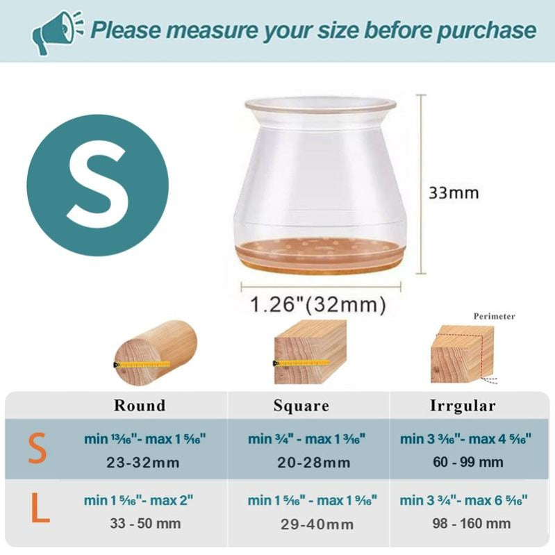 Copripiedini in silicone trasparente con feltro integrato per sedie
