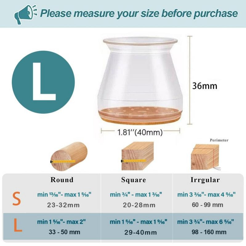 Copripiedini in silicone trasparente con feltro integrato per sedie