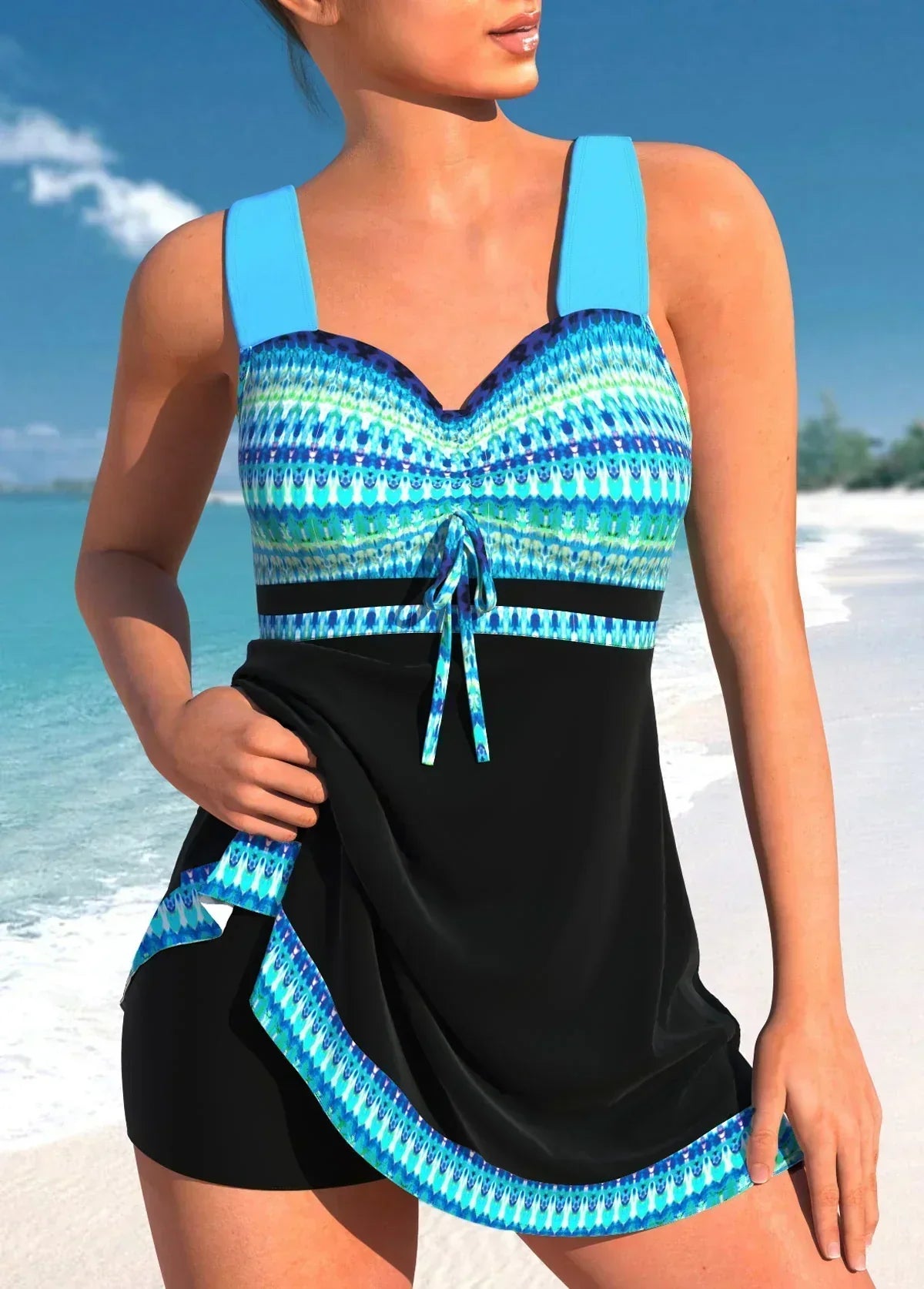 Costume da bagno intero con gonna sovrapposta