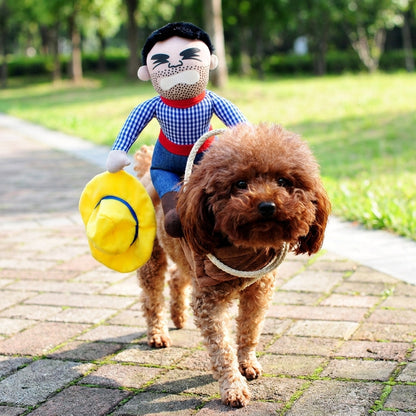 Costume di Halloween per cani con parrucca e coltello finto