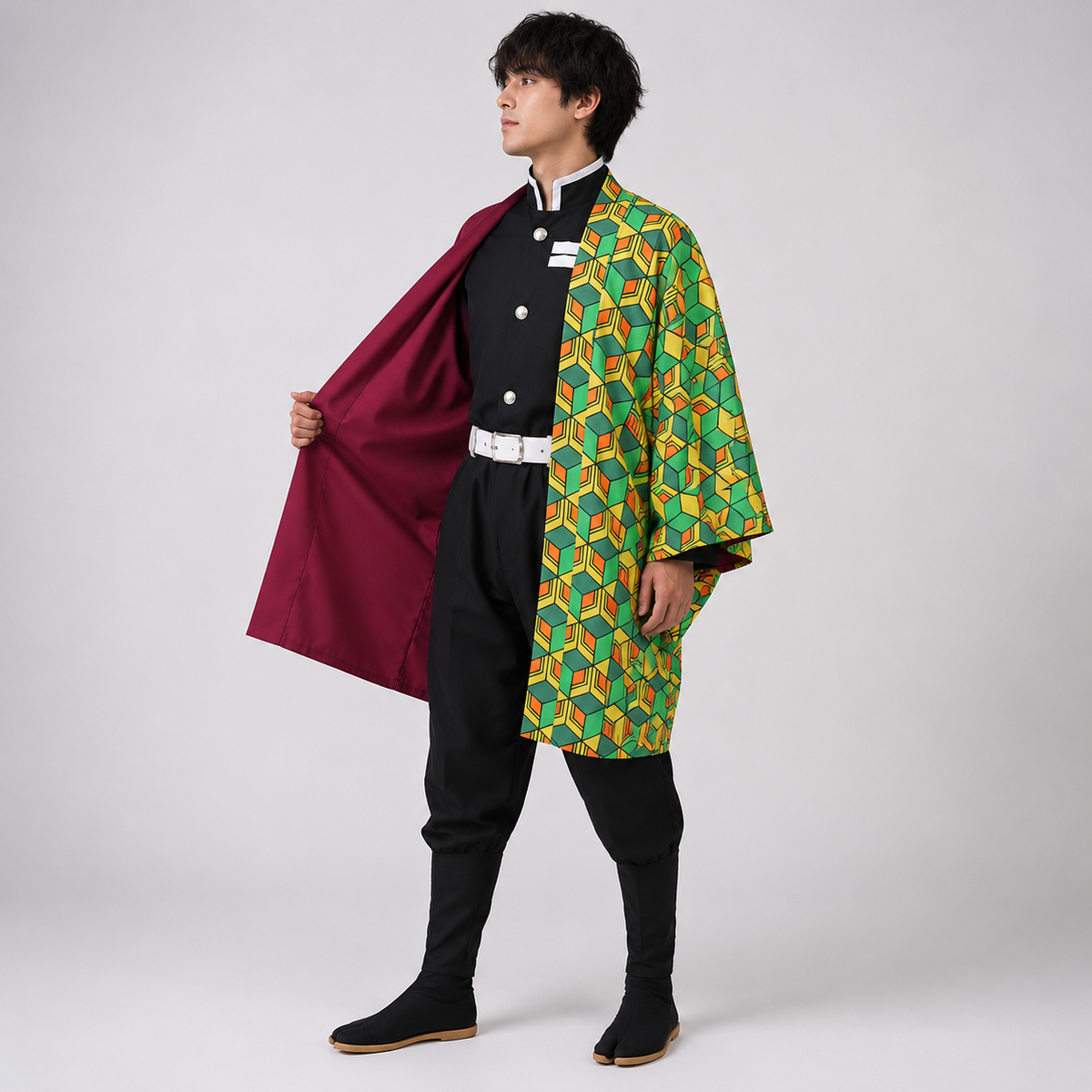 Costume Halloween haori anime con maschera per cosplay