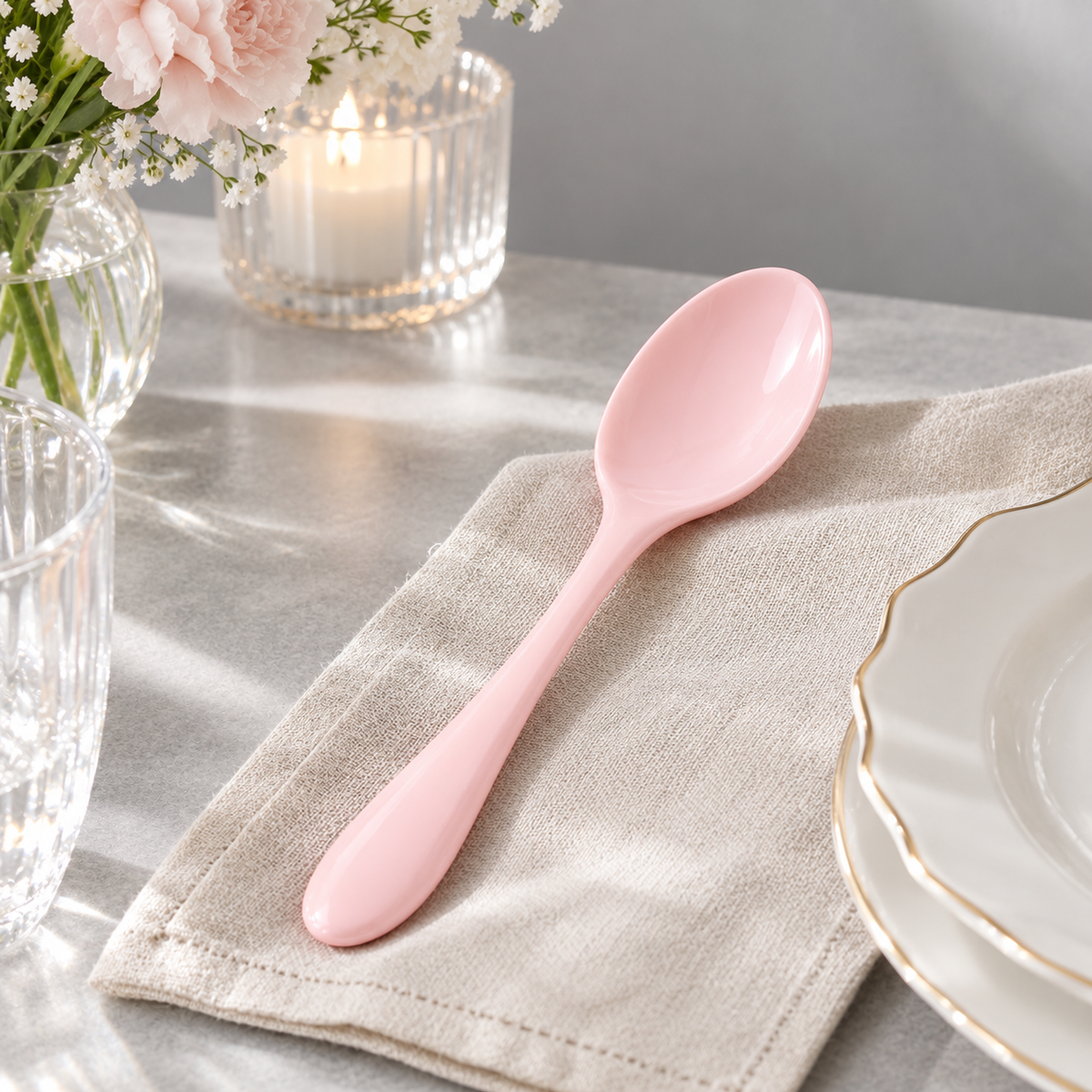 Cucchiaio in ceramica rosa pastello 15 cm piccolo cucchiaio da portata
