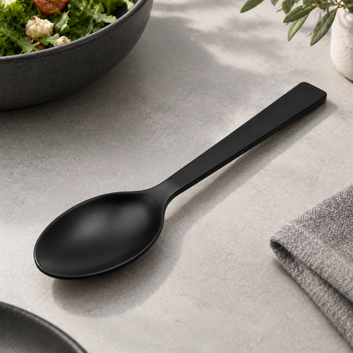 Cucchiaio da tavola in acciaio inox nero opaco 20 cm