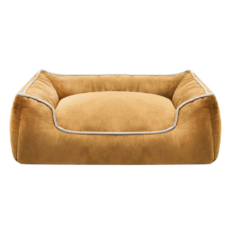 Cuccia per cani in peluche premium con bordi rialzati