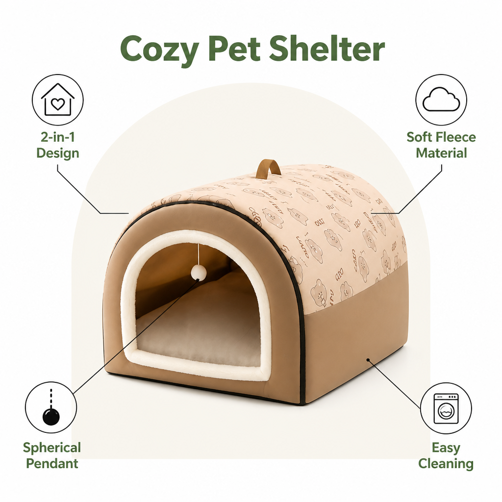 Cuccia letto 2 in 1 staccabile in pile morbido per animali domestici