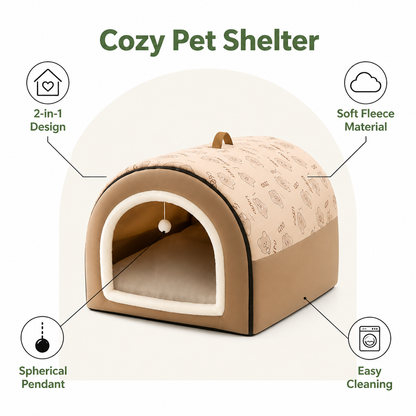 Cuccia letto 2 in 1 staccabile in pile morbido per animali domestici