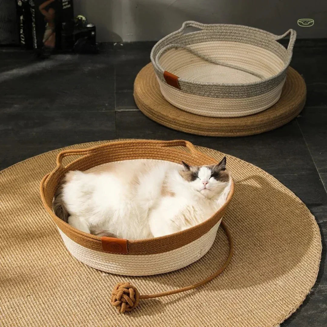Cuccia per gatti in corda di cotone intrecciata a mano DreamNest