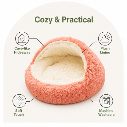 Cuccia semi-chiusa in peluche per animali domestici (cuscino rimovibile e lavabile)