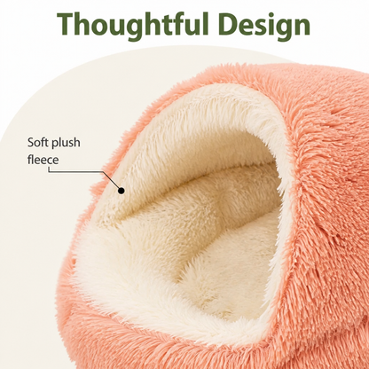 Cuccia semi-chiusa in peluche per animali domestici (cuscino rimovibile e lavabile)