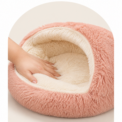 Cuccia semi-chiusa in peluche per animali domestici (cuscino rimovibile e lavabile)