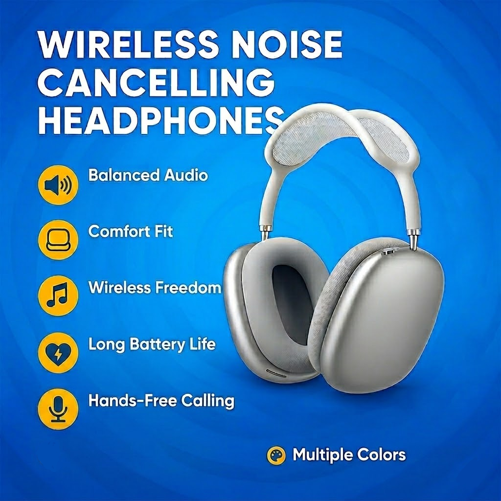 Cuffie Bluetooth Over-Ear Wireless con Cancellazione del Rumore