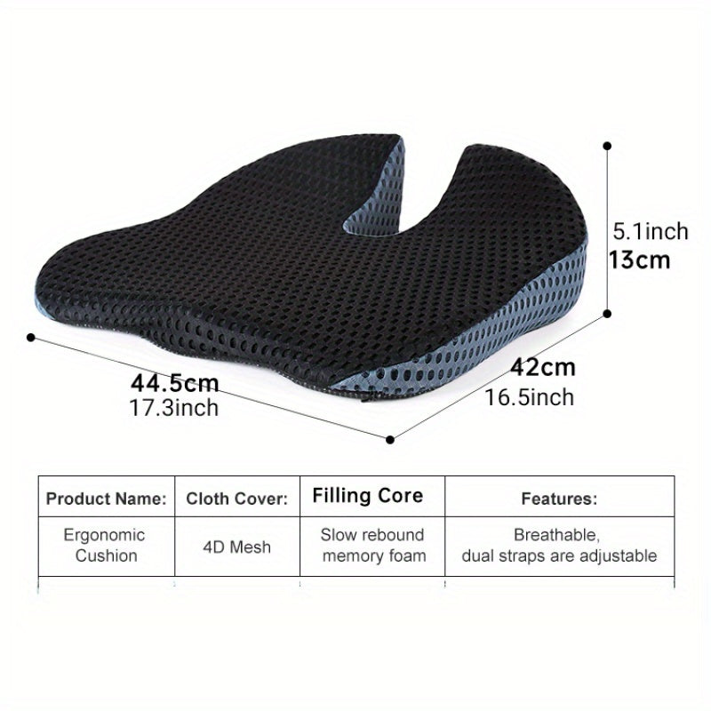 Cuscino ergonomico triangolare Triacomfort con memory foam, traspirante e antiscivolo per auto e ufficio