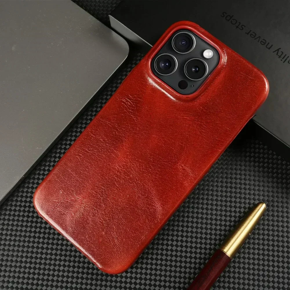 Custodia iPhone in pelle bovina artigianale