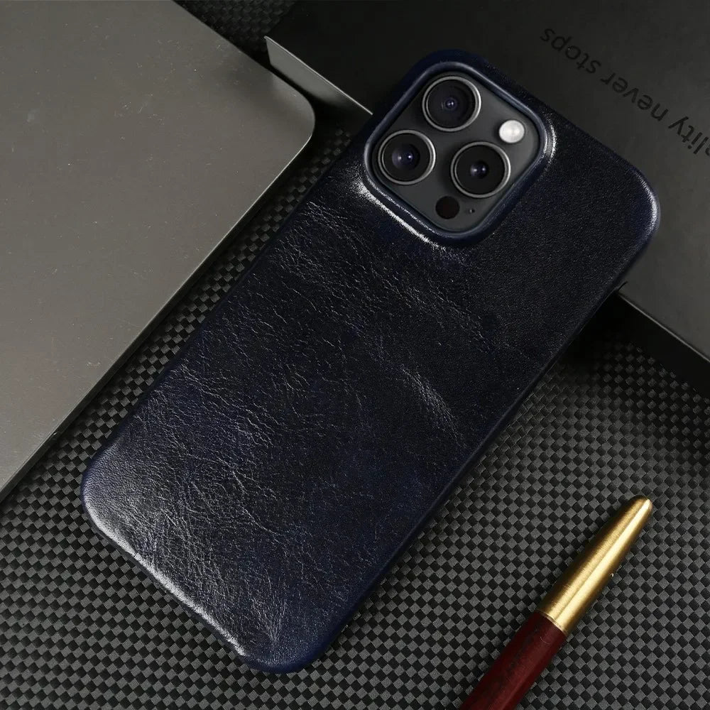 Custodia iPhone in pelle bovina artigianale