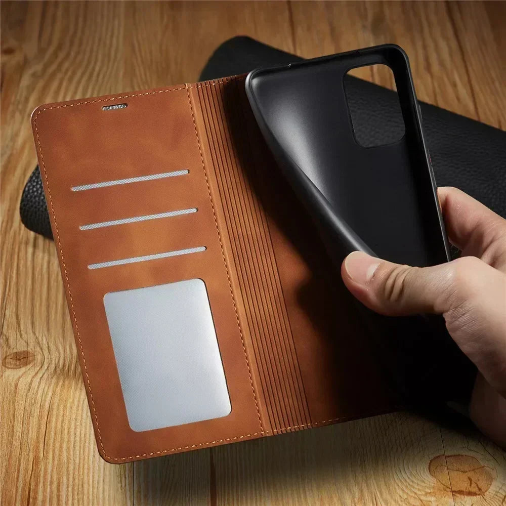 Custodia magnetica in pelle per telefoni Samsung: protezione chic