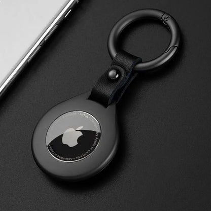 Custodia protettiva in pelle e metallo con pendente per Apple AirTag