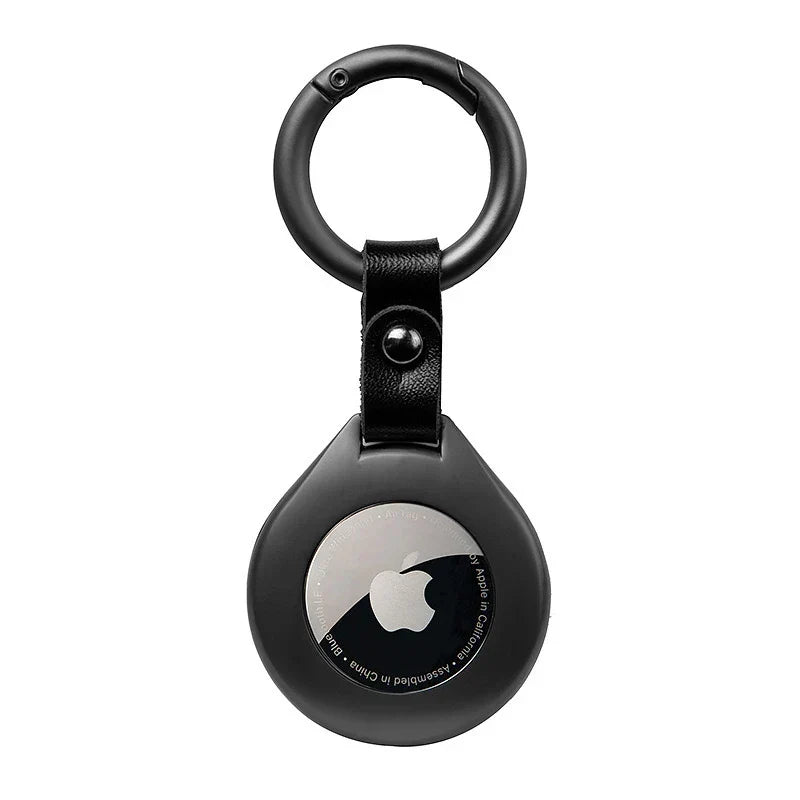 Custodia protettiva in pelle e metallo con pendente per Apple AirTag