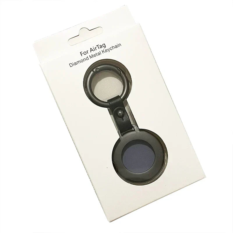 Custodia protettiva in pelle e metallo con pendente per Apple AirTag